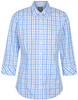 1711WL GloWeave Womens Tonal Check 3/4 Sleeve Shirt Blue