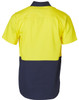 SW53 AIW Hi-Vis Two Tone S/S Cotton Work Shirt Yellow/Navy Back