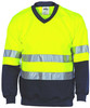 3921 DNC HiVis Two Tone Sweatshirt (Sloppy Joe) With Generic R/Tape V-Neck Yellow/Navy