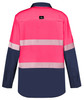 ZW470 Syzmik Workwear Mens Hi Vis Outdoor Segmented Tape L/S Shirt Pink/Navy Back