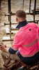 ZW470 Syzmik Workwear Mens Hi Vis Outdoor Segmented Tape LS Shirt Pink Navy Action Back