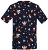 CST148LS Biz Care Womens Space Party Scrub Top Midnight Navy Space Party Back