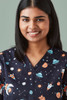 CST148LS Biz Care Womens Space Party Scrub Top Midnight Navy Space Party Closeup