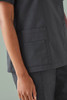 CST141LS Biz Care Womens Tokyo V-Neck Scrub Top Charcoal Closeup