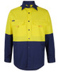 6HNRL JB's Wear Hi Vis Ripstop L/S Fishing Shirt Yellow/Navy