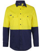 6HSWL JB's Wear Hi Vis L/S Stretch Work Shirt Yellow/Navy