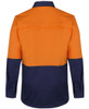 6HSWL JB's Wear Hi Vis L/S Stretch Work Shirt Orange/Navy Back