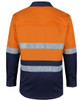 6DSWL JB's Wear Hi Vis (D+N) L/S Stretch Work Shirt with Tape Orange/Navy Back