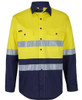 6DSWL JB's Wear Hi Vis (D+N) L/S Stretch Work Shirt with Tape Yellow/Navy