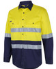 6DSWL JB's Wear Hi Vis (D+N) L/S Stretch Work Shirt with Tape Yellow/Navy Side