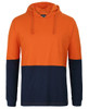 6HCTL JB's Hi Vis L/S Cotton Tee with Hood Orange/Navy Front