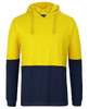 6HCTL JB's Hi Vis L/S Cotton Tee with Hood Yellow/Navy Front