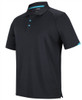 7STC JB's Wear Podium Contrast Stretch Polo Black /Aqua Side