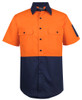 6HRFS JB's Wear Hi Vis Class F Ripstop Short Sleeve Work Shirt Orange/Navy