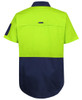 6HRFS JB's Wear Hi Vis Class F Ripstop Short Sleeve Work Shirt Lime/Navy Back