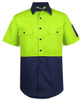 6HRFS JB's Wear Hi Vis Class F Ripstop Short Sleeve Work Shirt Lime/Navy