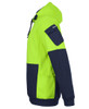 6CHVH JB's Wear 350G Hi Vis Trade Hoodie Lime/Navy Sleeve