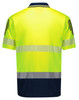 ZH555 Syzmik Workwear Mens HiVis Flux Segmented Tape Short Sleeve Polo Yellow/Navy Back