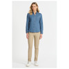 W50 Identitee Dylan Ladies Long Sleeve Shirt Vintage Blue Model Front Angle
