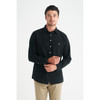 W71 Identitee Floyd Mens Long Sleeve Shirt Black Model Front Adjusting Cuff