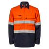 FSV014A Flamebuster Inherent Hi Vis Reflective Shirt with Gusset Sleeves Orange / Navy