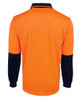 6HJNL JB's Wear Hi Vis Long Sleeve Jacquard Polo Orange/Navy Back