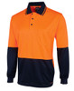 6HJNL JB's Wear Hi Vis Long Sleeve Jacquard Polo Orange/Navy Side