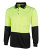 6HJNL JB's Wear Hi Vis Long Sleeve Jacquard Polo Lime/Navy Side