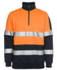 6HZFS JB's Wear Hi Vis 1/2 Zip (D+N) Fleecy Sweat with Reflective Tape Orange/Navy