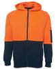 6HVH JB's Wear Hi Vis Full Zip Fleecy Hoodie Orange/Navy