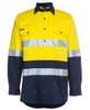 6HWCF JB's Wear Hi Vis L/S (D+N) 190g Close Front Shirt Yellow/Navy