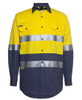 6HLS JB's Wear Hi Vis (D+N) L/S 190g Work Shirt Yellow/Navy