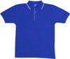 P814HB Mens Double Stripe Trim Collar Polo Royal/White