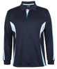 7CLP JB's Wear Podium L/S Cool Polo Navy/Light Blue/White