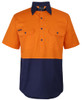 6HVCW JB's Wear Hi Vis Close Front S/S 150g Work Shirt Orange/Navy