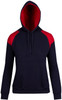 F303UN Ladies/Juniors Shoulder Contrast Panel Hoodie Navy/Red
