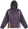 J008UN Ladies/Junior Shower-Proof Sportech Nylon Jacket Charcoal/Orange