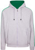 F600HZ Mens Unbrushed Stripe Sleeve Hoodie Grey Marl/Kelly Green