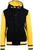 F907HB Mens Varsity Jacket & Hood Black/Gold F907HB Mens Varsity Jacket & Hood Black/Gold