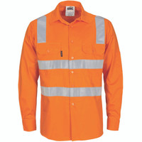 3745 DNC HiVis Cool-Breeze Cotton Shirt with Hoop & Shoulder CSR R/Tape - L/S Orange 3745 DNC HiVis Cool-Breeze Cotton Shirt with Hoop & Shoulder CSR R/Tape - L/S Orange