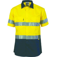 3833 DNC HiVis Two Tone Drill Shirt with 3M 8906 R/Tape - short sleeve Yellow/Navy 3833 DNC HiVis Two Tone Drill Shirt with 3M 8906 R/Tape - short sleeve Yellow/Navy