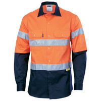 3836 DNC HiVis Two Tone Drill Shirt with 3M 8910 R/Tape - Long Sleeve Orange/Navy 3836 DNC HiVis Two Tone Drill Shirt with 3M 8910 R/Tape - Long Sleeve Orange/Navy