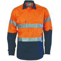 3849 DNC HiVis Two Tone Closed Front Cotton Shirt with 3M R/Tape Orange/Navy 3849 DNC HiVis Two Tone Closed Front Cotton Shirt with 3M R/Tape Orange/Navy