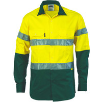 3886 DNC HiVis Cool-Breeze Cotton Shirt with 3M 8910 R/Tape - Long sleeve Yellow/Bottle 3886 DNC HiVis Cool-Breeze Cotton Shirt with 3M 8910 R/Tape - Long sleeve Yellow/Bottle