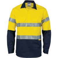 3949 DNC HiVis Cool-Breeze Close Front Cotton Shirt with 3M R/Tape - Long sleeve Yellow/Navy 3949 DNC HiVis Cool-Breeze Close Front Cotton Shirt with 3M R/Tape - Long sleeve Yellow/Navy