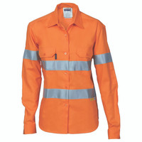 3785 DNC Ladies HiVis Cool-Breeze Cotton Shirt with 3M R/Tape - Long sleeve Orange 3785 DNC Ladies HiVis Cool-Breeze Cotton Shirt with 3M R/Tape - Long sleeve Orange