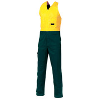 3853 DNC HiVis Two Tone Cotton Action Back Overall Yellow/Bottle 3853 DNC HiVis Two Tone Cotton Action Back Overall Yellow/Bottle