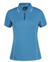 7COP1 JB's Wear Ladies Piping Polo Aqua/White 7COP1 JB's Wear Ladies Piping Polo Aqua/White