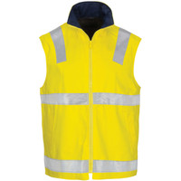 3765 DNC HiVis Cotton Drill Reversible Vest with Generic R/Tape Yellow/Navy 3765 DNC HiVis Cotton Drill Reversible Vest with Generic R/Tape Yellow/Navy