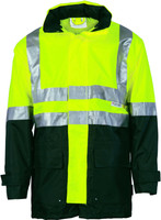 3867 DNC HiVis Two Tone Breathable Rain Jacket with 3M R/ Tape Yellow/Bottle 3867 DNC HiVis Two Tone Breathable Rain Jacket with 3M R/ Tape Yellow/Bottle